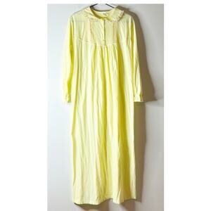 Vintage JCPenney 70s Night gown robe long sleeve embroidered union yellow Large